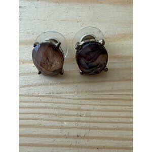 Vintage Napier Faux Abalone Pierced Postback Stud Earrings